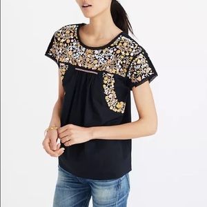 Black embroidered Madewell top